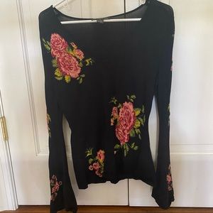 INC black floral top